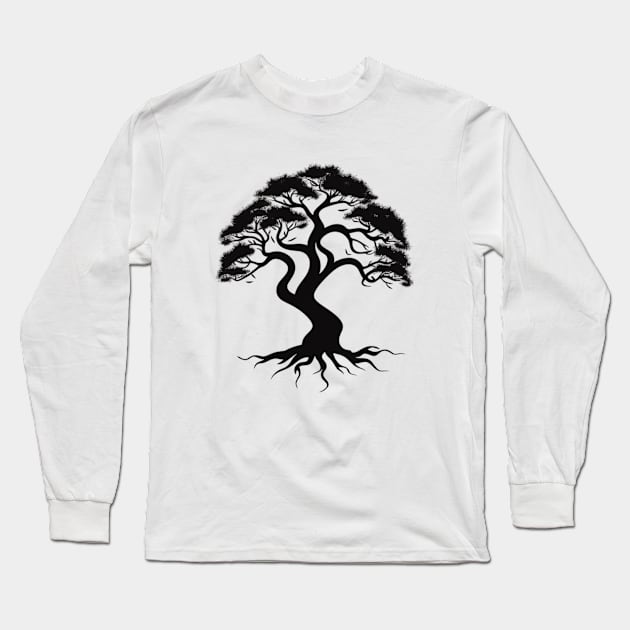 Silhouetted Tree: Modern Black Design Long Sleeve T-Shirt by Greenbubble